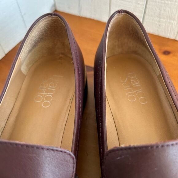 FRANCO SARTO CARVER Red Oxblood Leather Loafers Rhinestone Embellishment 9 - Picture 7 of 11